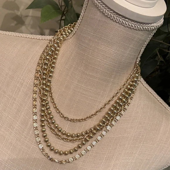 Coro Gold Tone Layered Necklace - Picture 1 of 6